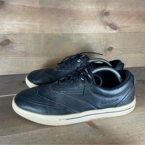 Nike lunarlon Mens size 10 golf cleats black leather Oxford athletic sneakers